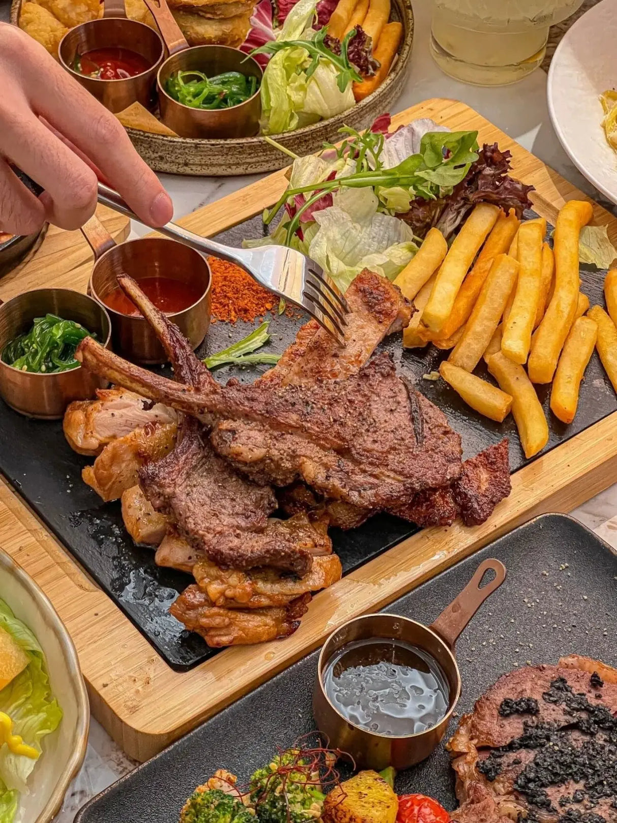 Scandinavian Creative Bamboo and Wood Slate Steak Plate Western Food Food Plate Solid Wood Black Slate Insulation Stone Tableware - Julia M LifeStyles