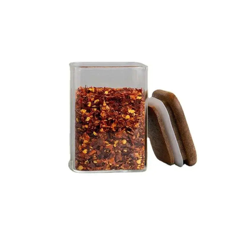 Acacia Wood Cover Glass Seasoning Jars - Julia M LifeStyles