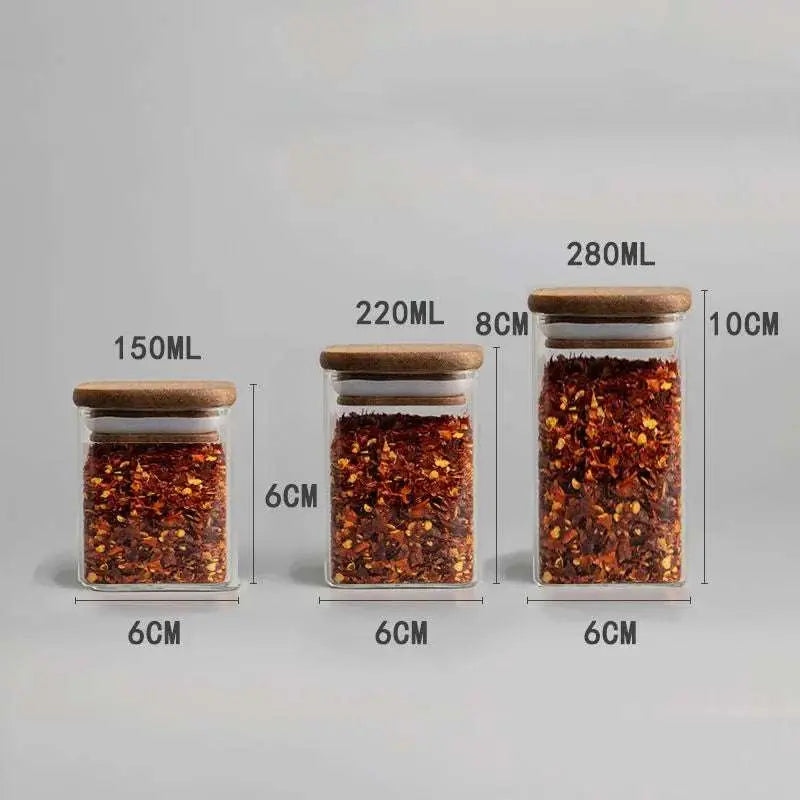 Acacia Wood Cover Glass Seasoning Jars - Julia M LifeStyles
