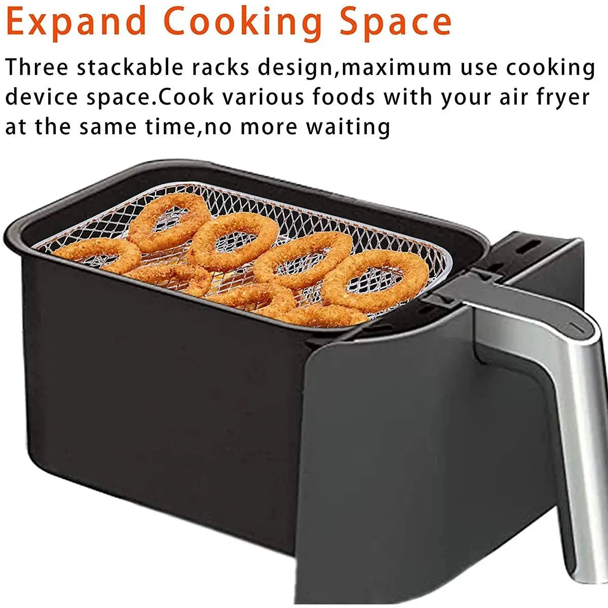 Stainless Steel Air Fryer Accessory Set with Three Stackable Racks and 10-Inch Liners - Julia M LifeStyles