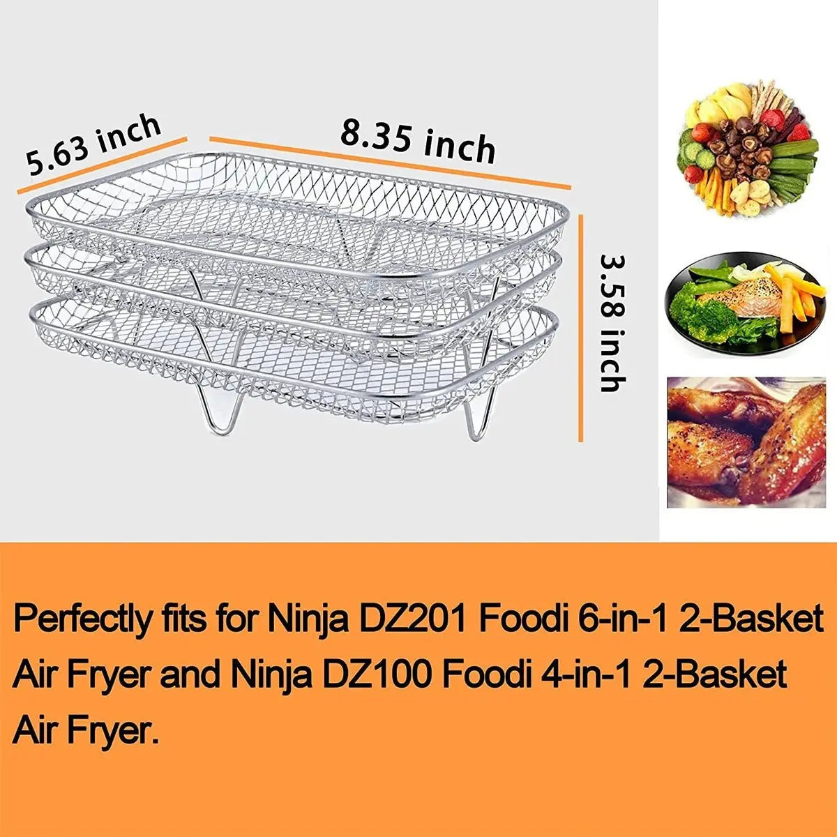 Stainless Steel Air Fryer Accessory Set with Three Stackable Racks and 10-Inch Liners - Julia M LifeStyles