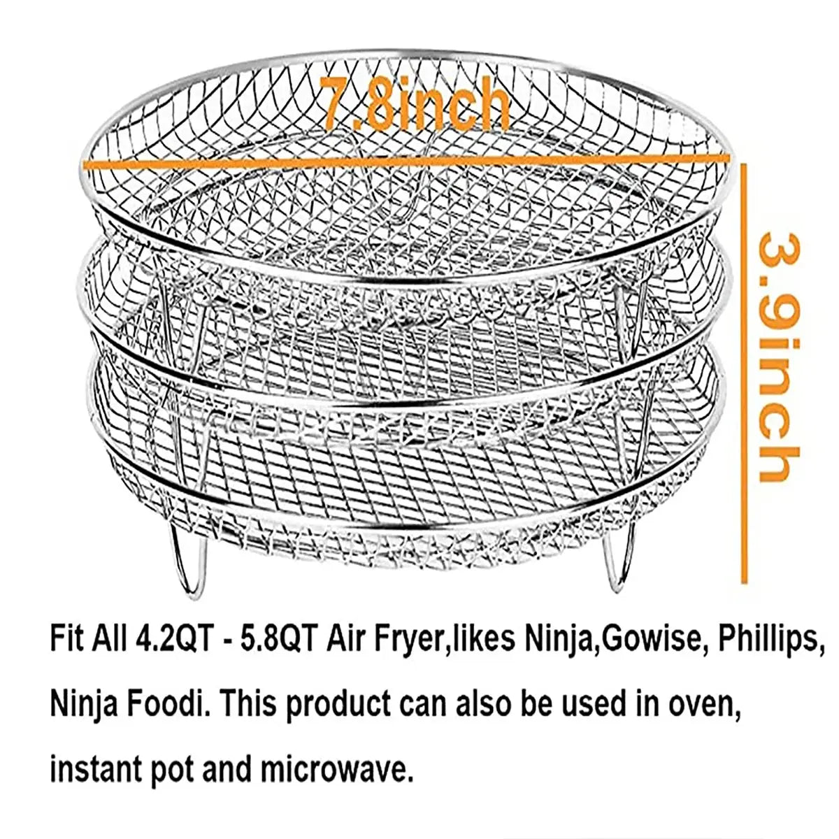 Stainless Steel Air Fryer Accessory Set with Three Stackable Racks and 10-Inch Liners - Julia M LifeStyles