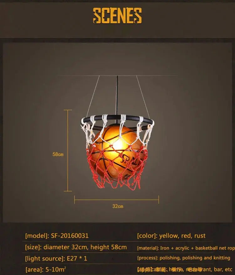Retro Basketball Pendant Lamp for Sports-Themed Decor - Julia M LifeStyles