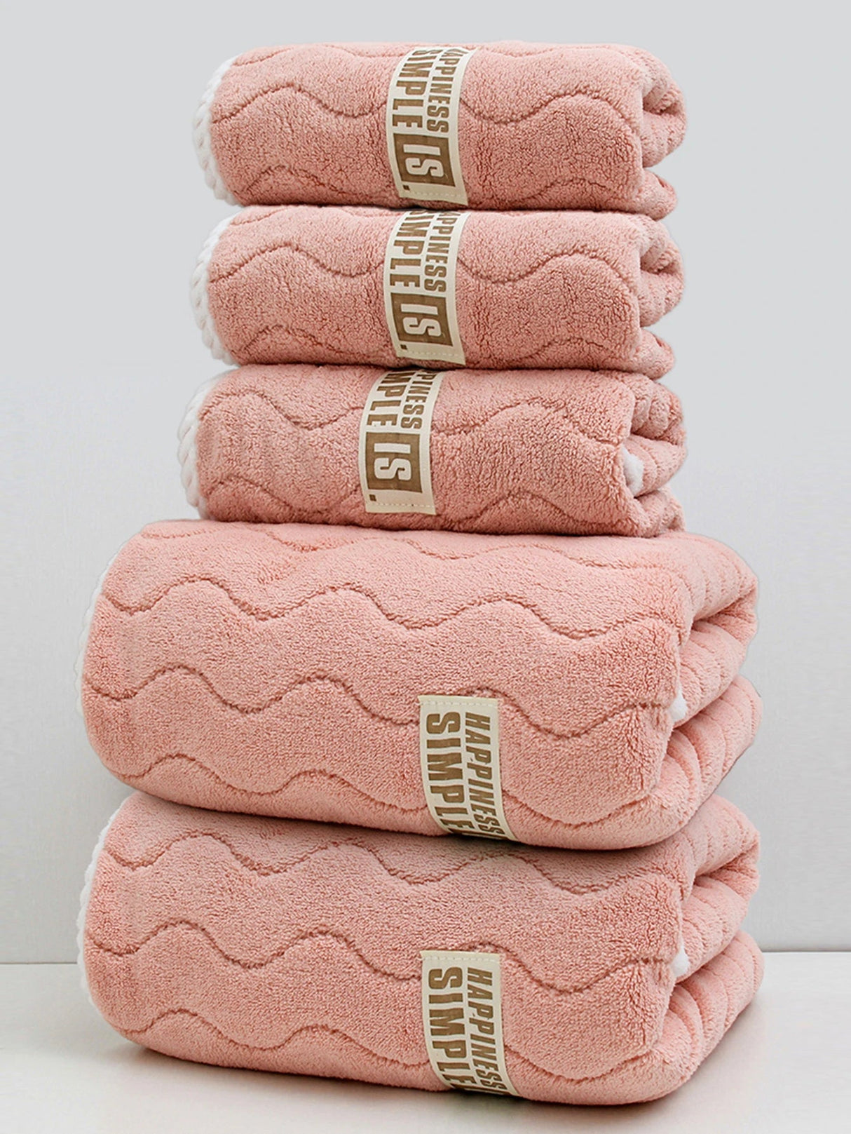 Julia M Lifestyles 5-Piece Coral Velvet Towel Set - Quick-Dry Bath & Hand Towels - Julia M LifeStyles