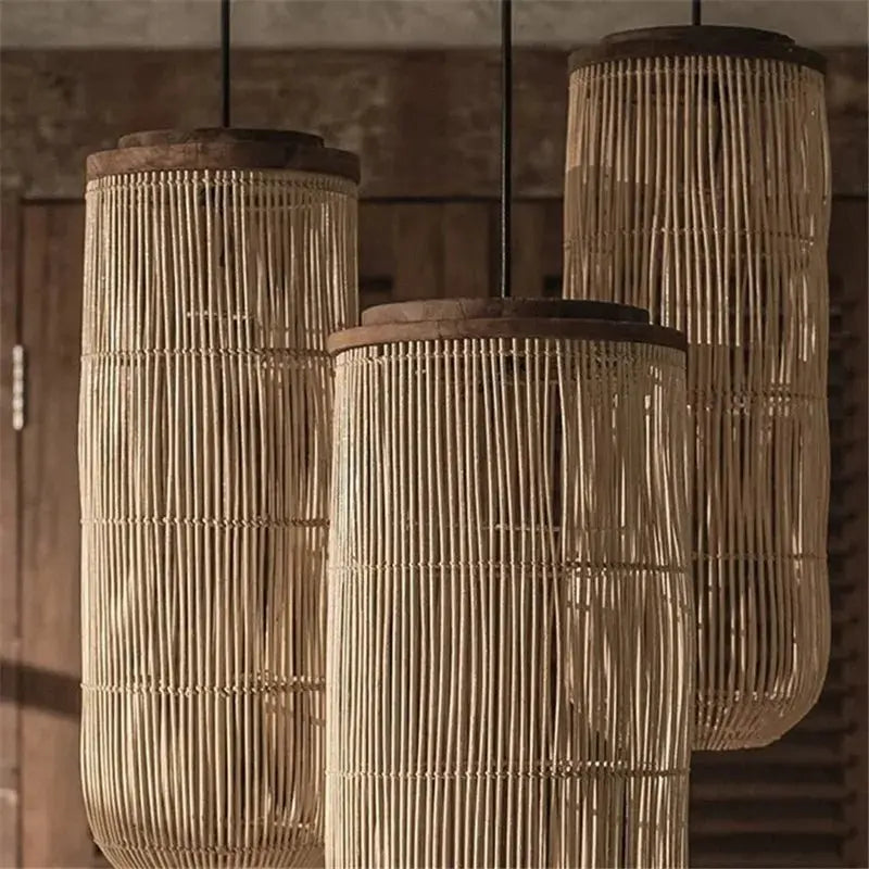 Vintage Rattan Pendant Lamp - Wabi-Sabi LED Chandelier - Julia M LifeStyles