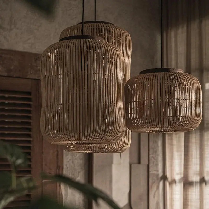 Vintage Rattan Pendant Lamp - Wabi-Sabi LED Chandelier - Julia M LifeStyles