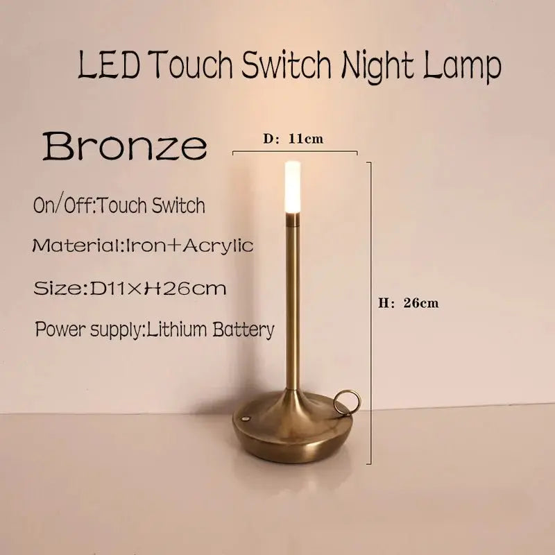 Table lamp for bedroom Rechargeable Wireless touch lamp Camping candle Creative lamp rechargeable USB-C desk lamp - Julia M LifeStyles