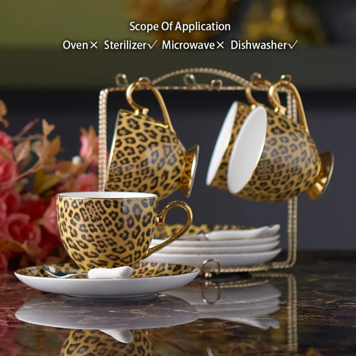 Freeson Leopard Print Luxury Bone China Coffee & Tea Set - Julia M LifeStyles