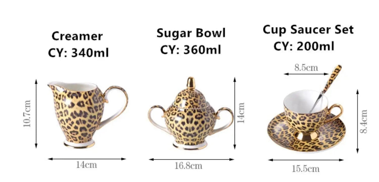 Freeson Leopard Print Luxury Bone China Coffee & Tea Set - Julia M LifeStyles