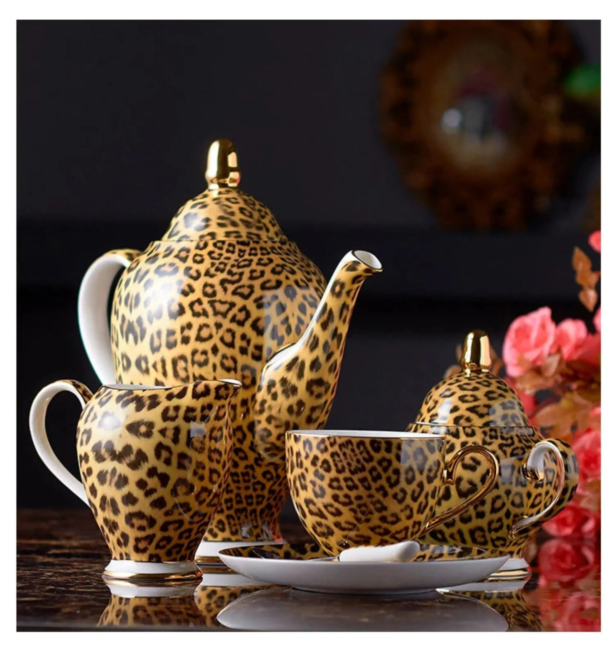 Freeson Leopard Print Luxury Bone China Coffee & Tea Set - Julia M LifeStyles
