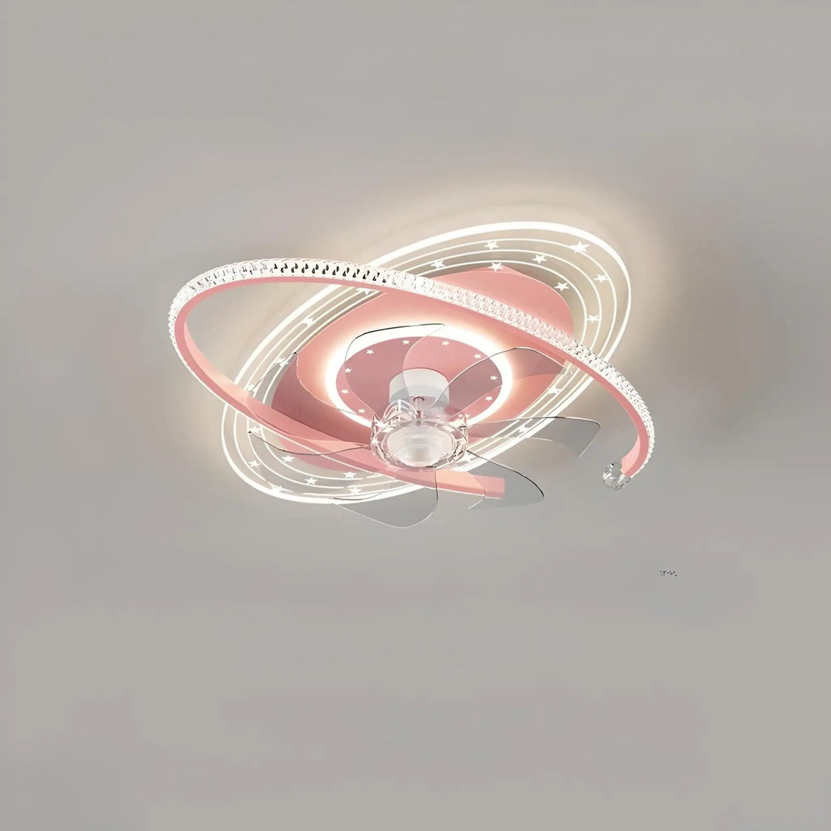 Kids Pink Ceiling Fan with Light and Starry Design for Children's Rooms - Julia M LifeStyles