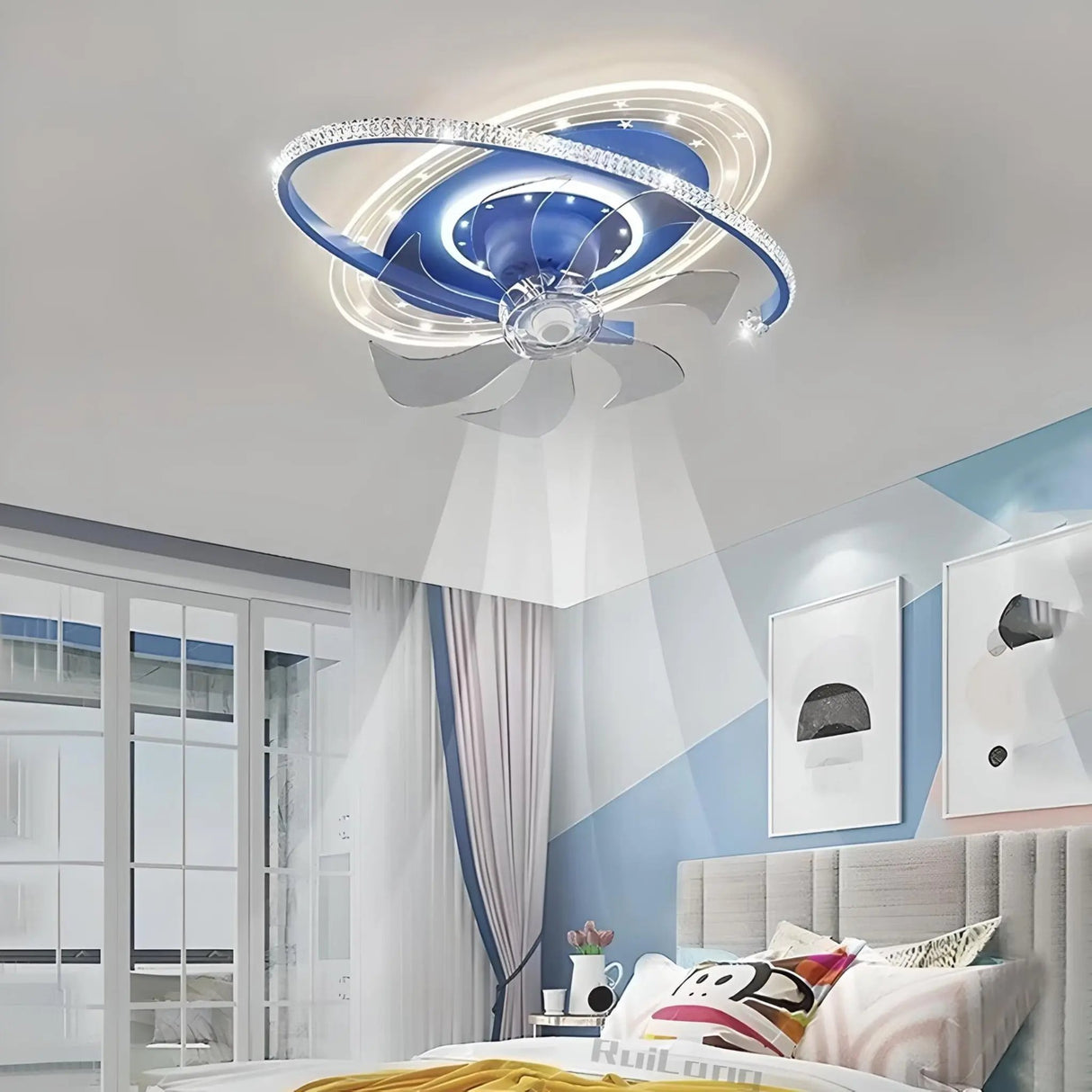 Kids Pink Ceiling Fan with Light and Starry Design for Children's Rooms - Julia M LifeStyles