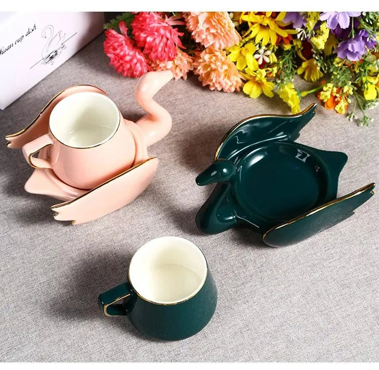 Swan Luxury Porcelain Coffee Cup and Saucer Set - 110ml - Julia M LifeStyles