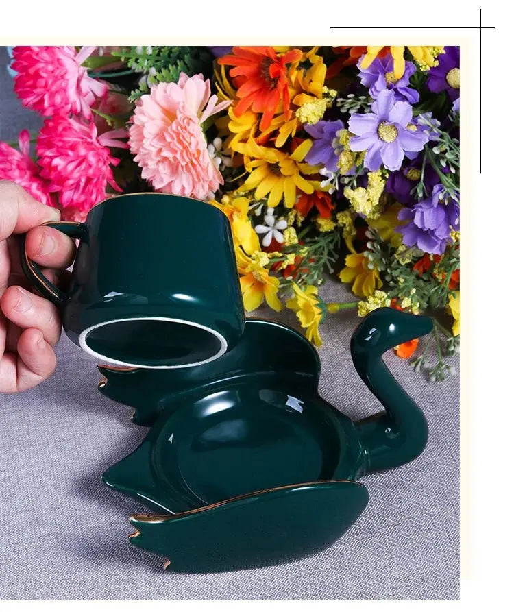 Swan Luxury Porcelain Coffee Cup and Saucer Set - 110ml - Julia M LifeStyles