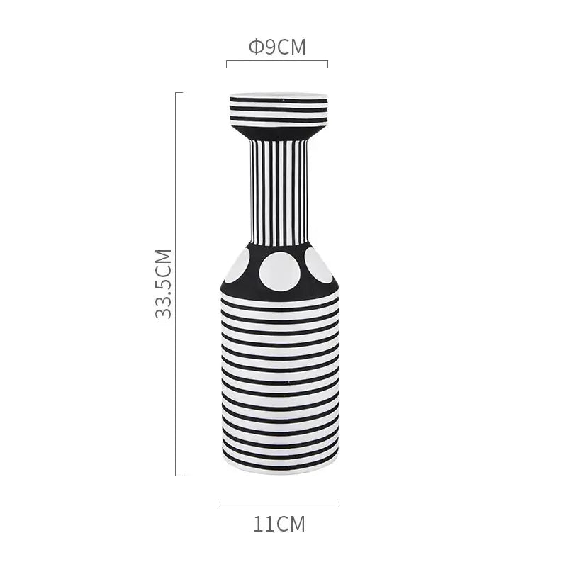 Striped Monochrome Ceramic Flower Vase - Julia M LifeStyles