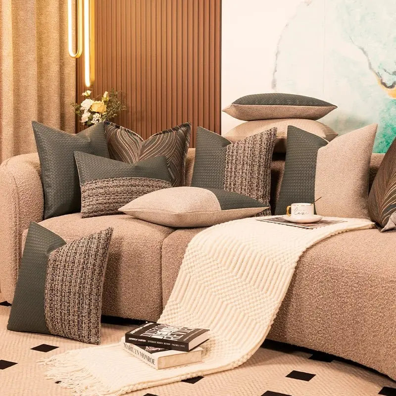 Modern Minimalist Sofa Cushion Patchwork Affordable Luxury Style Fancy Living Room Waist Pillow Bed Head Backrest Cushion with Core - Julia M LifeStyles