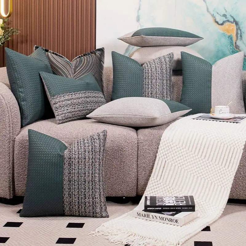 Modern Minimalist Sofa Cushion Patchwork Affordable Luxury Style Fancy Living Room Waist Pillow Bed Head Backrest Cushion with Core - Julia M LifeStyles