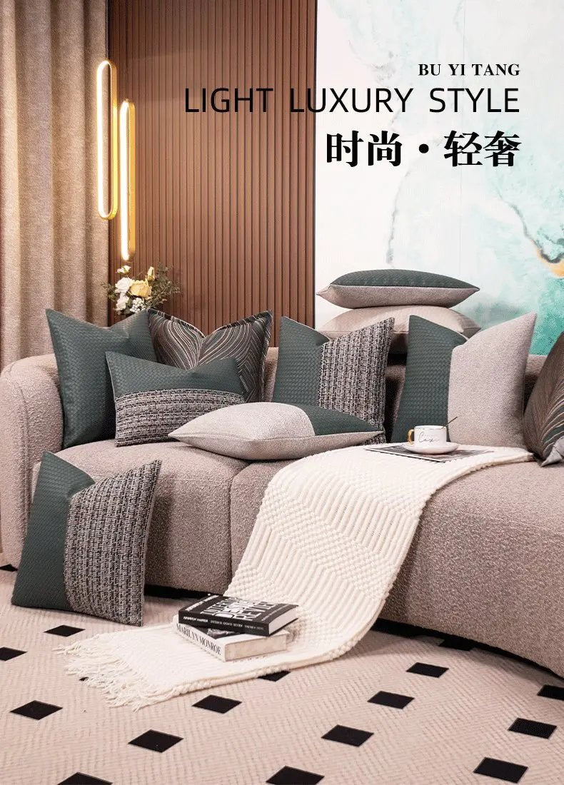Modern Minimalist Sofa Cushion Patchwork Affordable Luxury Style Fancy Living Room Waist Pillow Bed Head Backrest Cushion with Core - Julia M LifeStyles