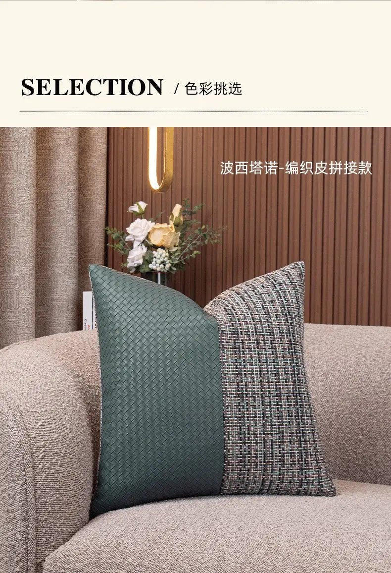 Modern Minimalist Sofa Cushion Patchwork Affordable Luxury Style Fancy Living Room Waist Pillow Bed Head Backrest Cushion with Core - Julia M LifeStyles