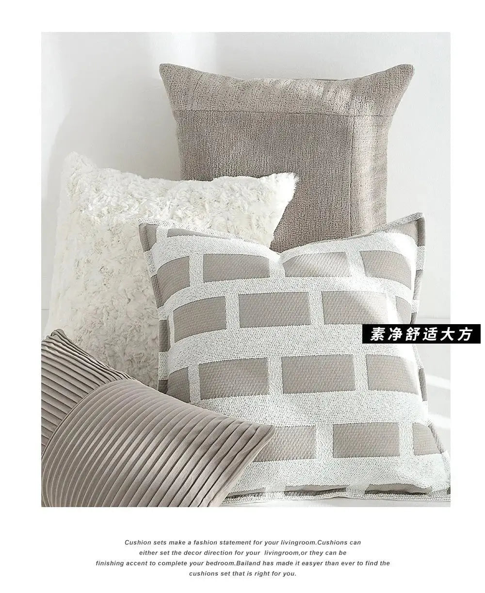 Modern Minimalist Gray Geometric Jacquard Pillow Cover - Julia M LifeStyles