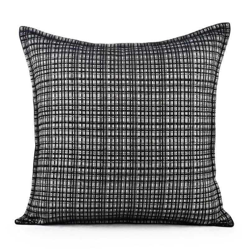 Model Room Pillow Korean Style Square Pillow Black and White Plaid Striped Woolen Cushion Soft House Sofa Bay Window Pillow - Julia M LifeStyles