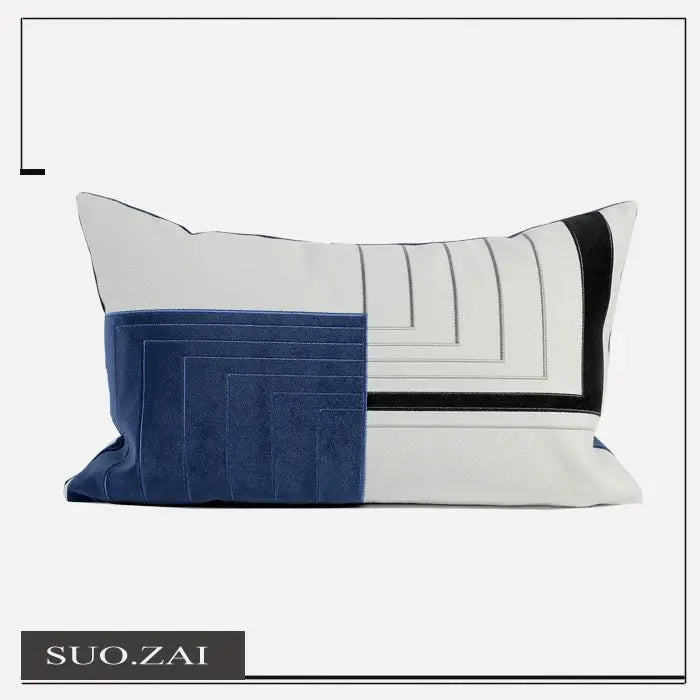 Pillow Cover Accessible Luxury Modern Minimalist Sofa Model Room Ins Lumbar Pillow Cushion B & B Designer Blue - Julia M LifeStyles