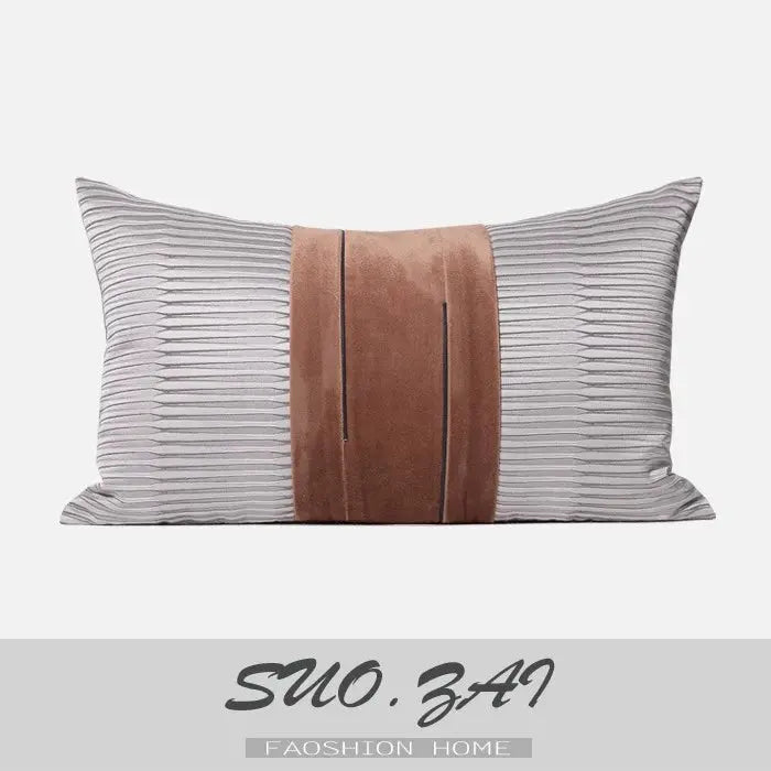 Modern Light Luxury Gray Brick Red Color Contrast Patchwork Cushion/Model House Sales Office House Couch Pillow - Julia M LifeStyles