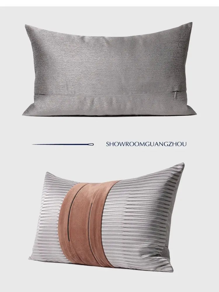 Modern Light Luxury Gray Brick Red Color Contrast Patchwork Cushion/Model House Sales Office House Couch Pillow - Julia M LifeStyles