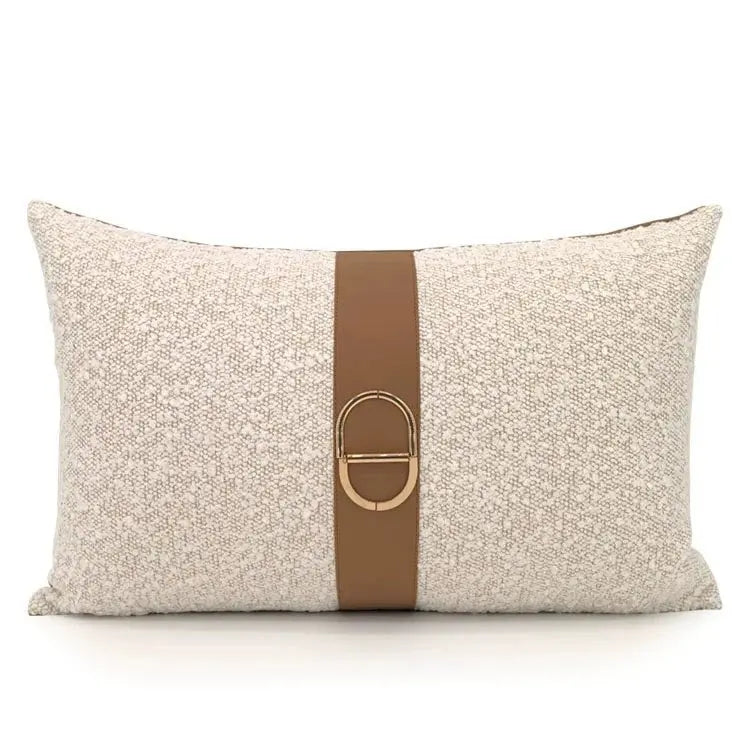 Modern Coffee Colour Cushion Cover with Gold Buckle - Julia M LifeStyles