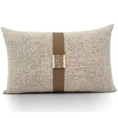 Modern Coffee Colour Cushion Cover with Gold Buckle - Julia M LifeStyles
