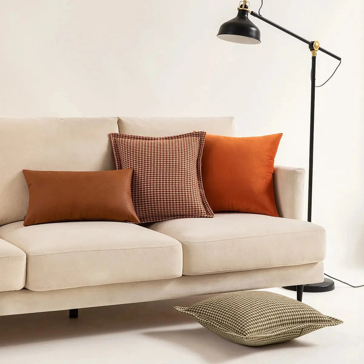 Nordic Houndstooth Jacquard Throw Pillow Covers - Square Cushion Cases - Julia M LifeStyles