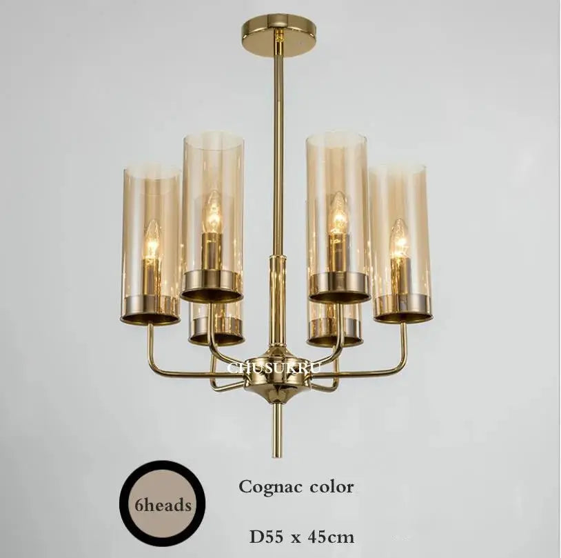 Modern Luxury Glass Chandelier with 6-15 Heads in Blue/Cognac - Julia M LifeStyles