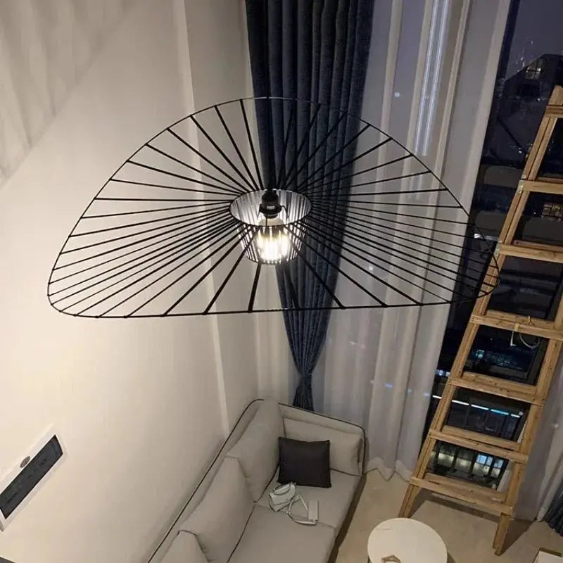 Modern French Designer Straw Hat Chandelier with LED Lighting - Julia M LifeStyles