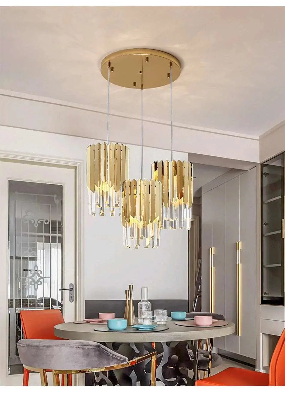 Small Round Gold Crystal LED Chandelier - Julia M LifeStyles