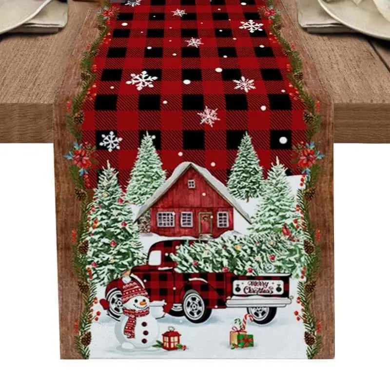Festive Linen Christmas Table Runner - Julia M LifeStyles