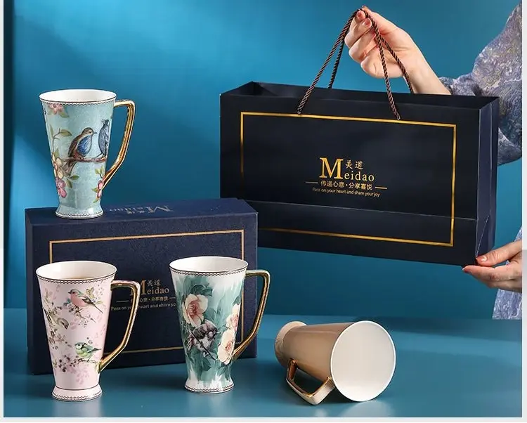 Ceramic Mug Large Capacity Tea Cup Office Bone China Cup Teacup Water Cup Gift Box - Julia M LifeStyles