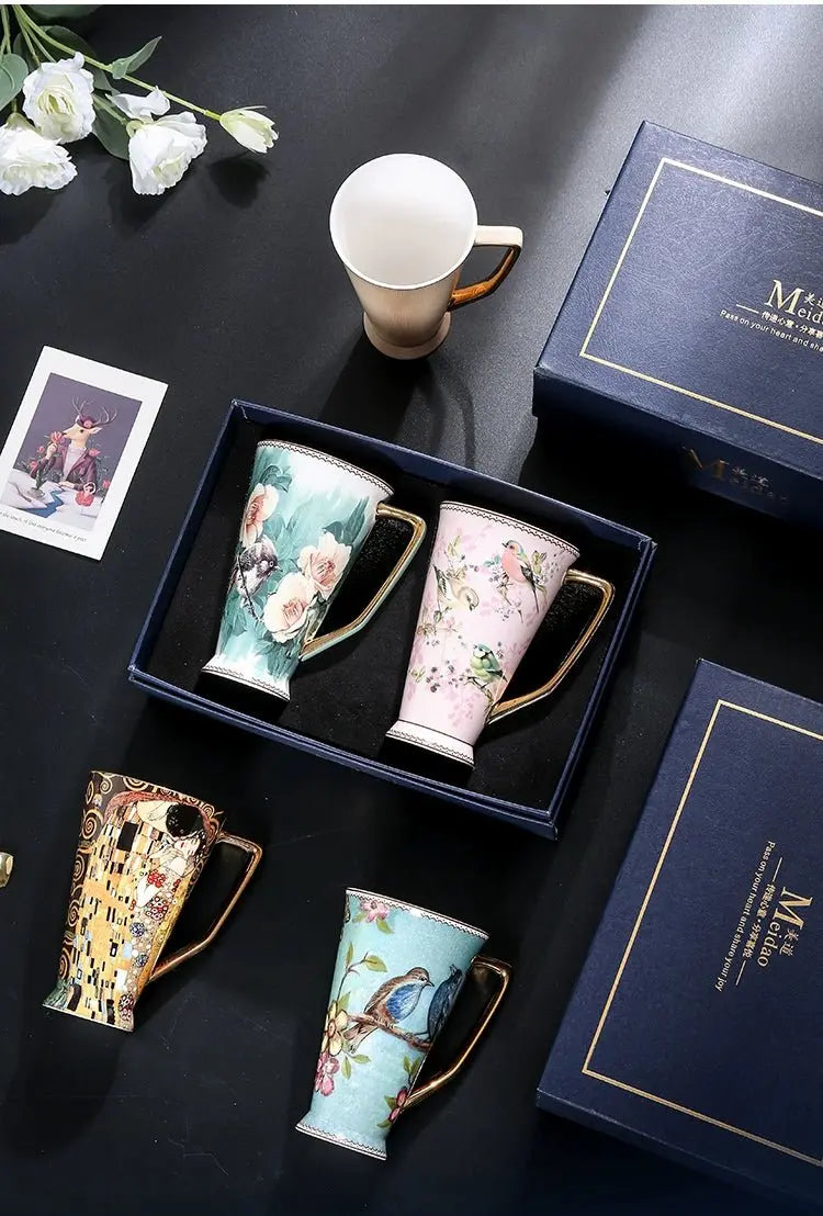 Ceramic Mug Large Capacity Tea Cup Office Bone China Cup Teacup Water Cup Gift Box - Julia M LifeStyles
