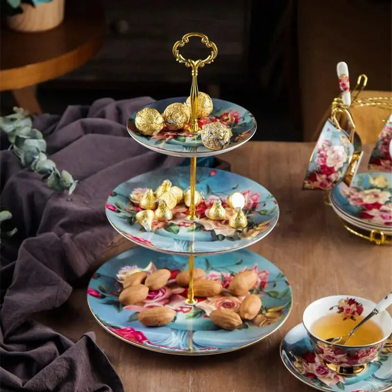 Retro Rose Euro Bone China Tea Cup & Saucer Set with Heart Plate - Julia M LifeStyles