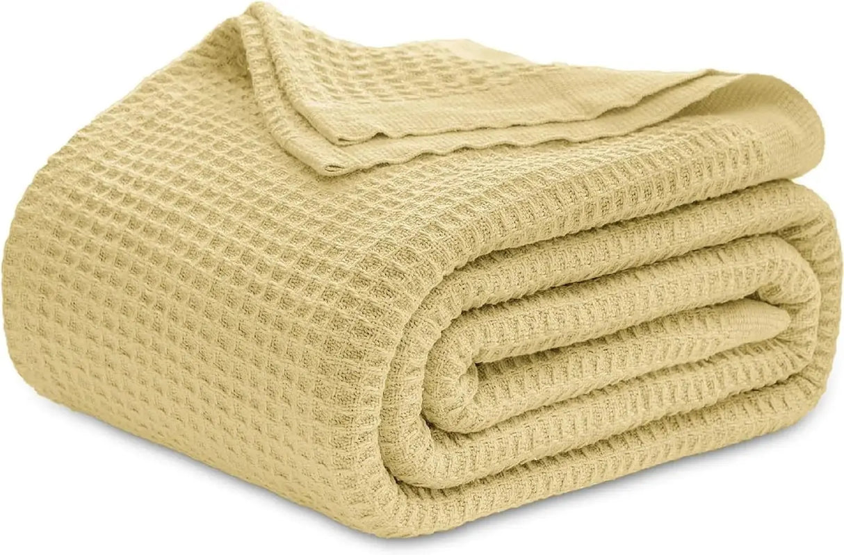 Bedsure 100% Cotton Waffle Weave Lightweight Blanket - Julia M LifeStyles