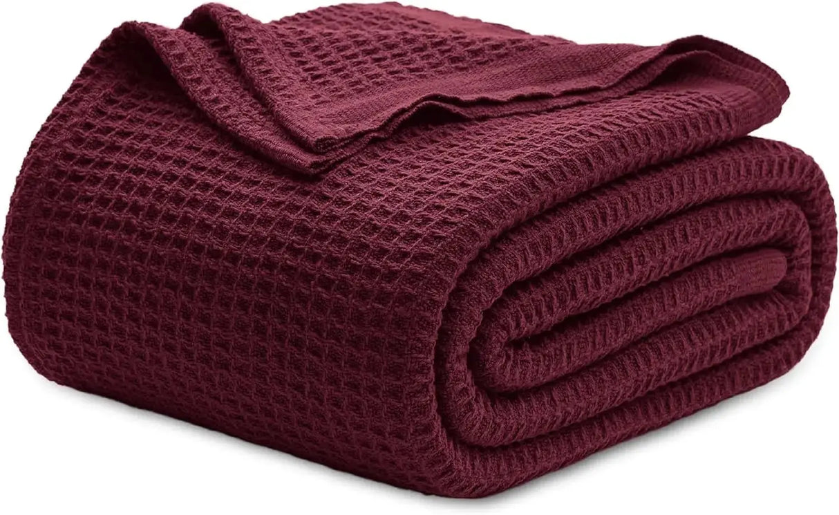 Bedsure 100% Cotton Waffle Weave Lightweight Blanket - Julia M LifeStyles