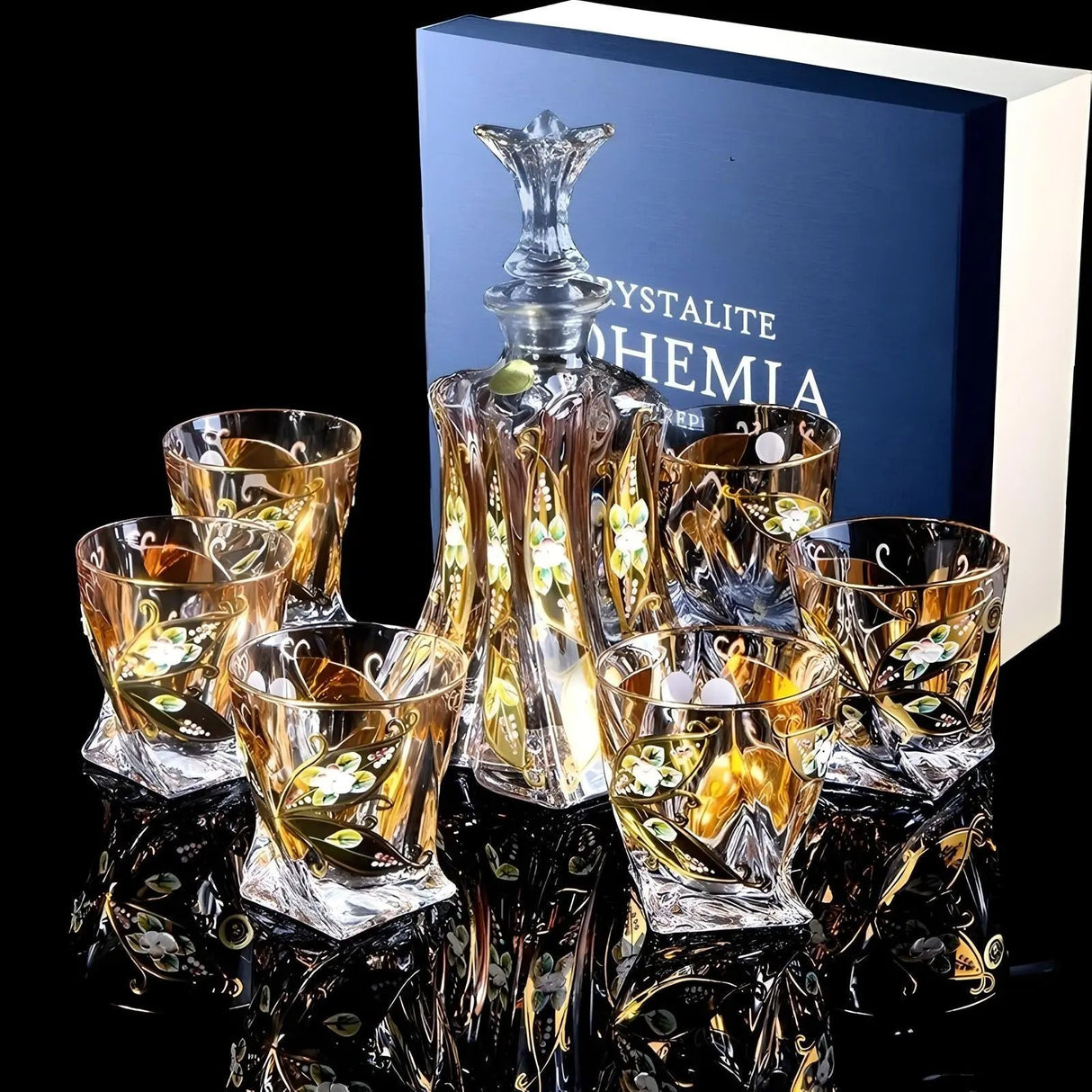 Bohemia Crystal Glass Whiskey & Wine Set - 401ML to 500ML - Julia M LifeStyles