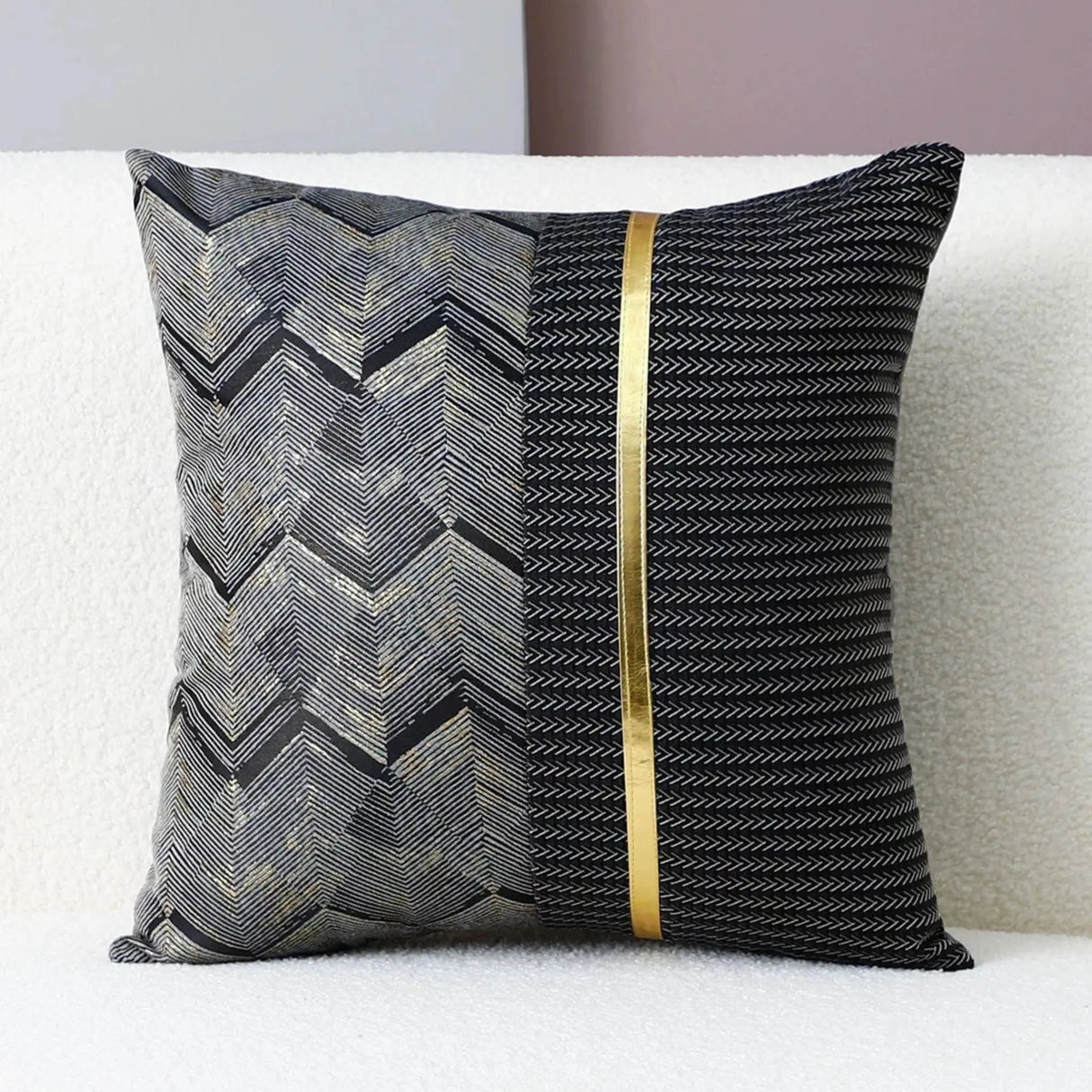 Accessible Luxury Wind Black Geometric Fox Fur Pillow Cover - Julia M LifeStyles