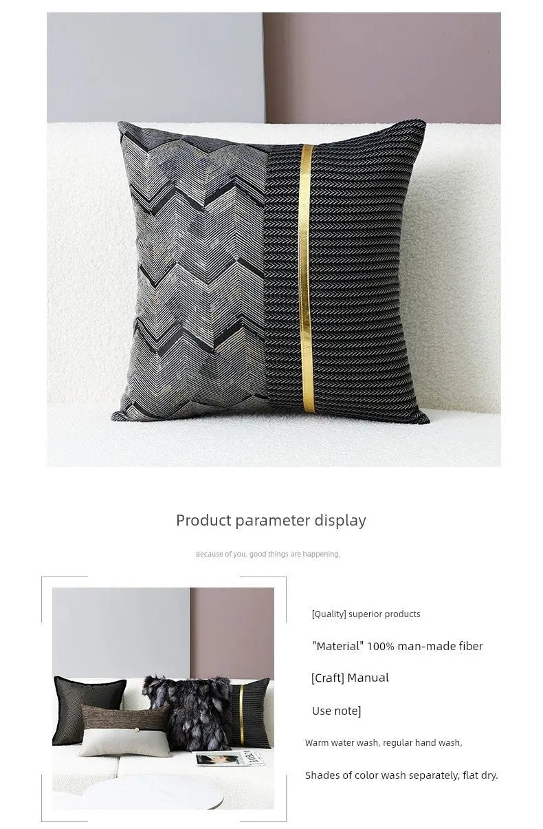 Accessible Luxury Wind Black Geometric Fox Fur Pillow Cover - Julia M LifeStyles