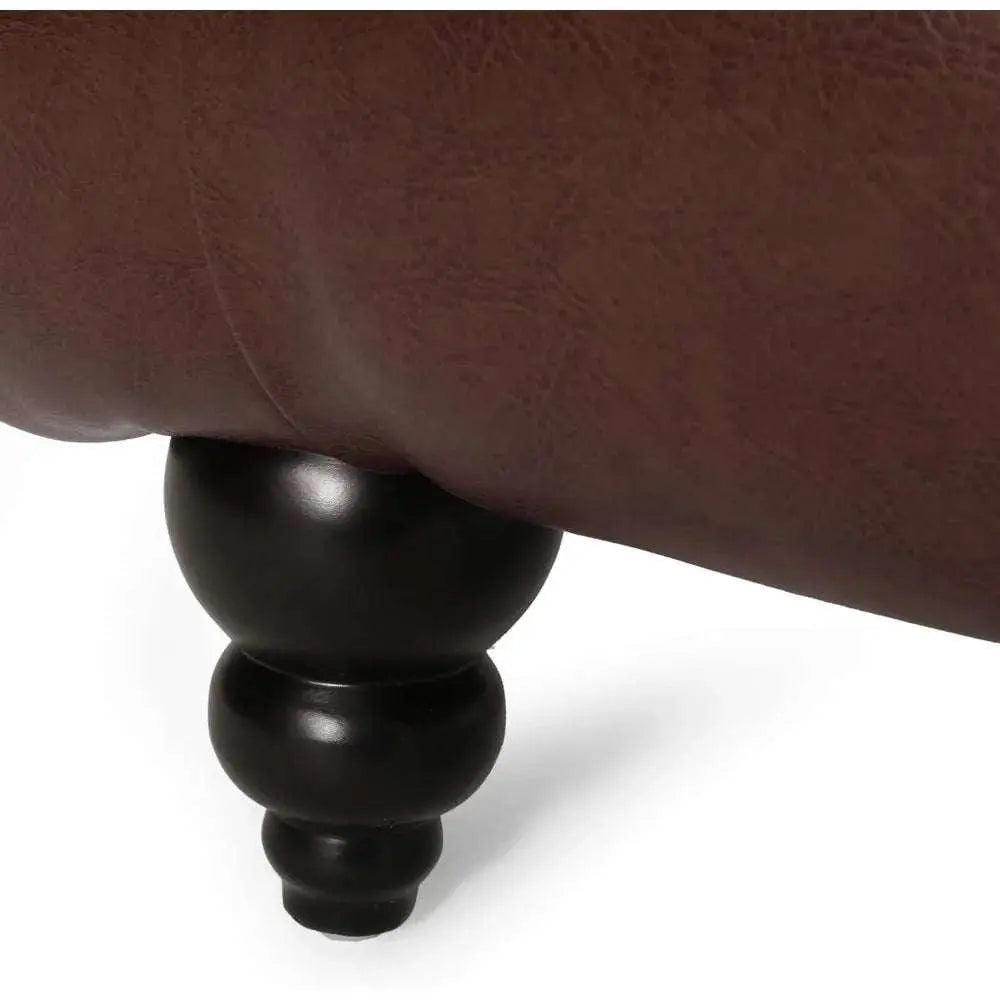 Luxurious Leather Chaise Longue with Curved Design & Rolling Chair Backrest - Julia M LifeStyles
