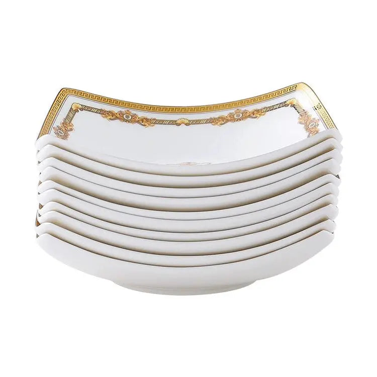 Bone China Deep Dinner Plate 10 Suit Plates 8-Inch Soup Plate For Home Salad Dish Creative Dinner Plate Square Angle Plate - Julia M LifeStyles