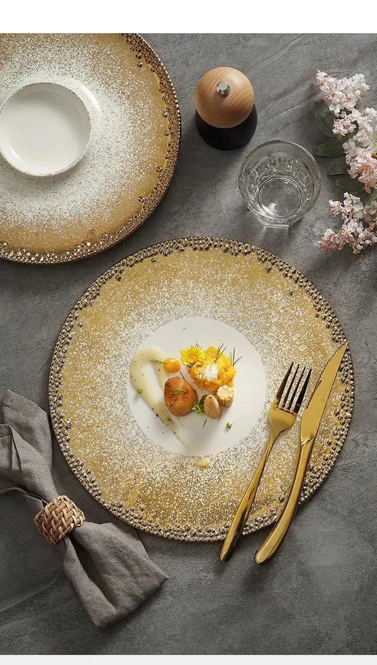 Flat Tray Fancy Steak Meal Dish For Home Creative and Slightly Luxury Western Tableware Ceramic Plate - Julia M LifeStyles