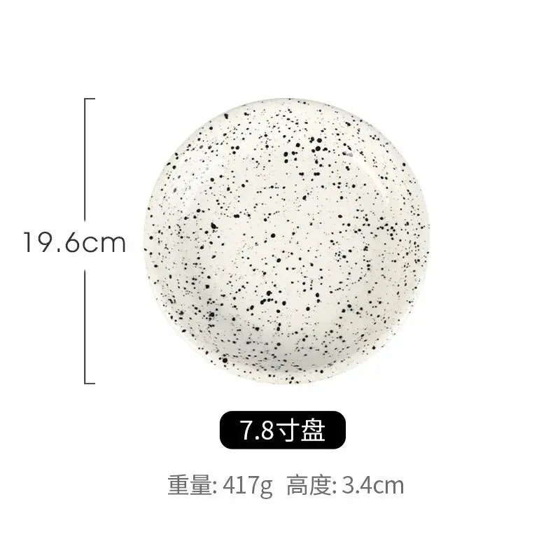 Japanese Style Ins Retro Irregular Black White Spotted Tableware High Aesthetic Value Ceramic Bowls Plates Sets Household Use - Julia M LifeStyles
