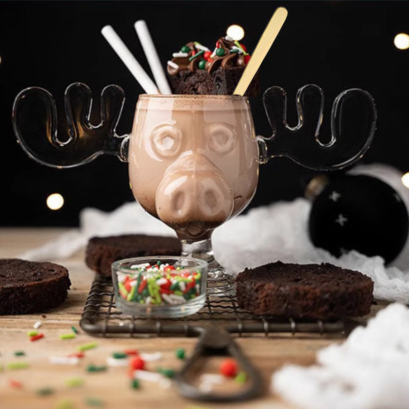 Christmas Mug Creative Elk Glass Cup Kitchen Gadgets Julia M Home & Kitchen