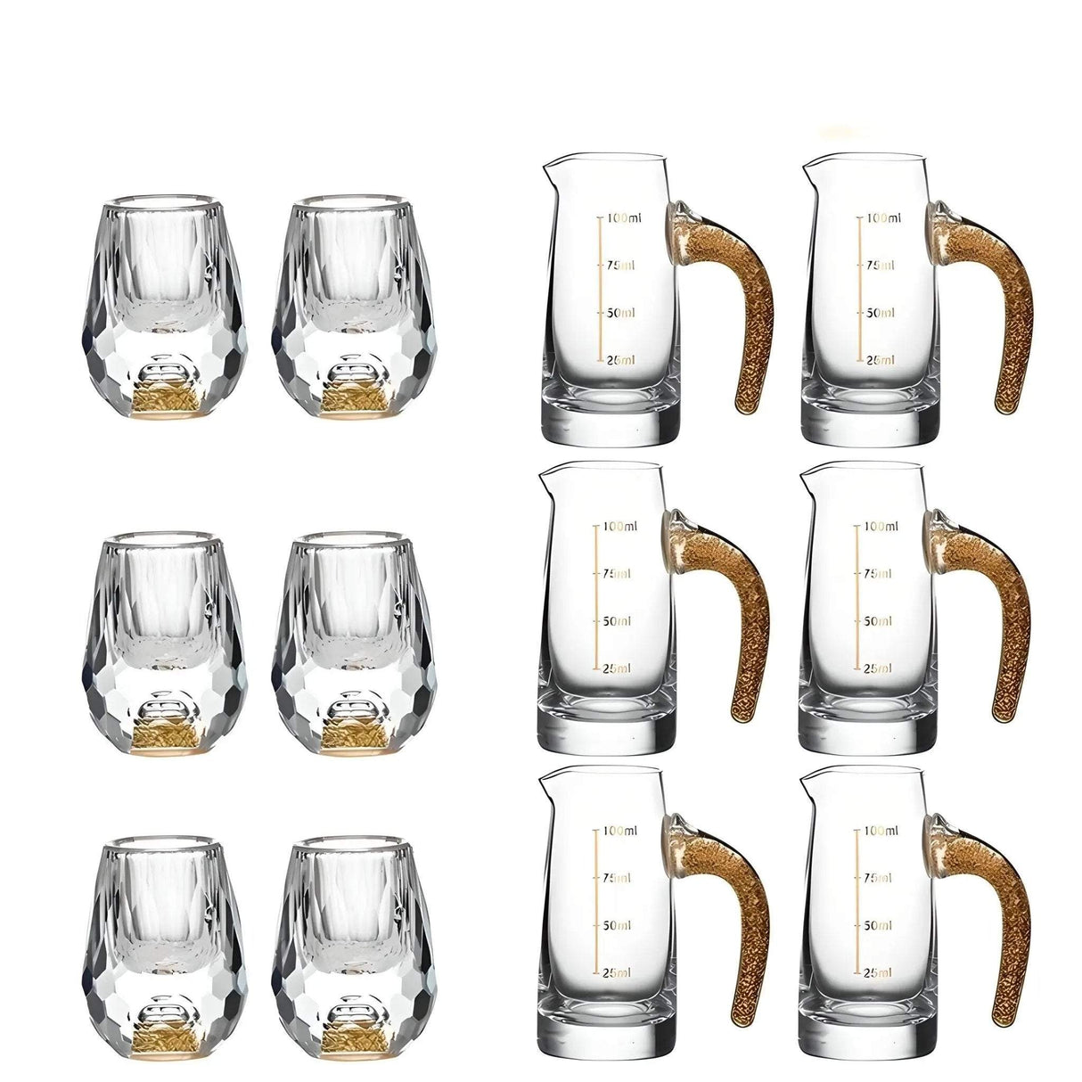 Crystal Elegance: 10-Piece White Wine Glass Set with Gold Accents - Julia M LifeStyles