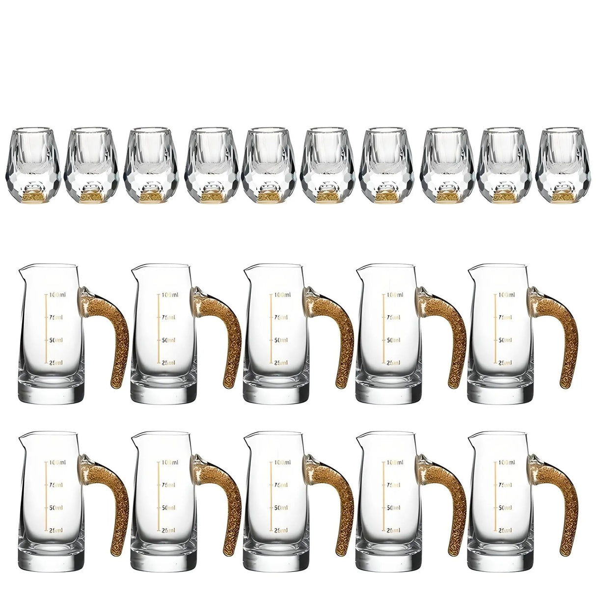 Crystal Elegance: 10-Piece White Wine Glass Set with Gold Accents - Julia M LifeStyles